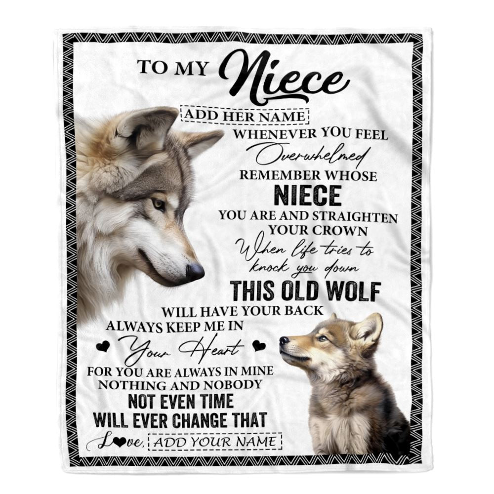 Personalized To My Niece Gifts Blanket From Aunt Uncle Whenever Wolf Unique Birthday Gifts For Niece Graduation Christmas Customized Custom Fleece Blanket | teecentury