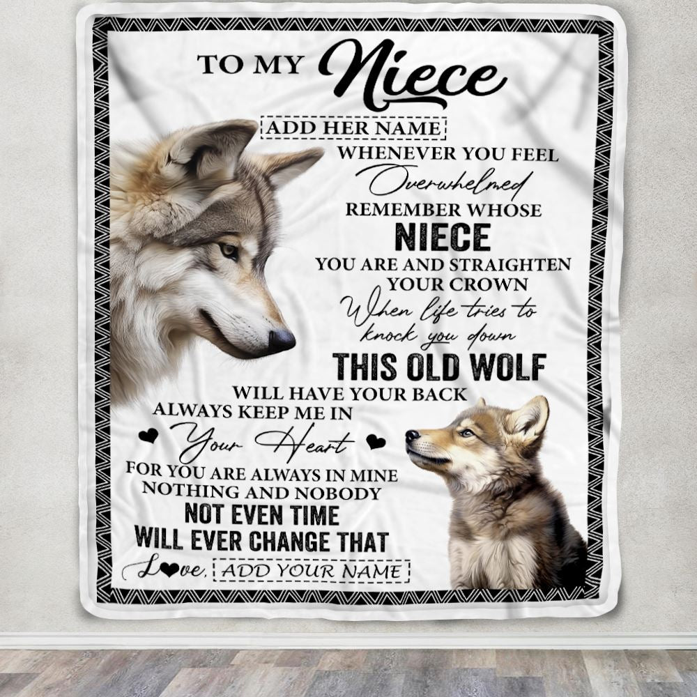 Personalized To My Niece Gifts Blanket From Aunt Uncle Whenever Wolf Unique Birthday Gifts For Niece Graduation Christmas Customized Custom Fleece Blanket | teecentury