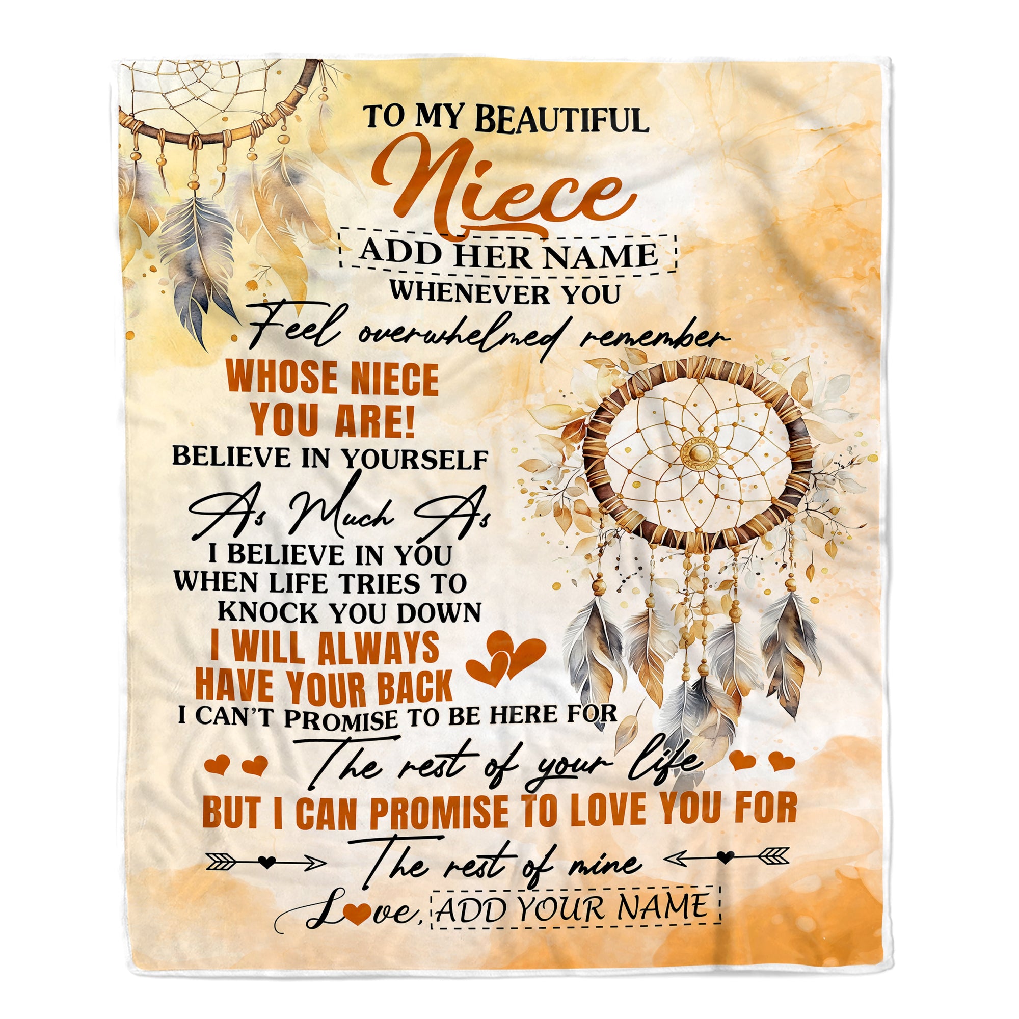 Personalized To My Niece Gifts Blanket From Aunt Uncle Whenever You Feel Dream Catcher Niece Birthday Gifts Graduation Christmas Customized Fleece Blanket | teecentury