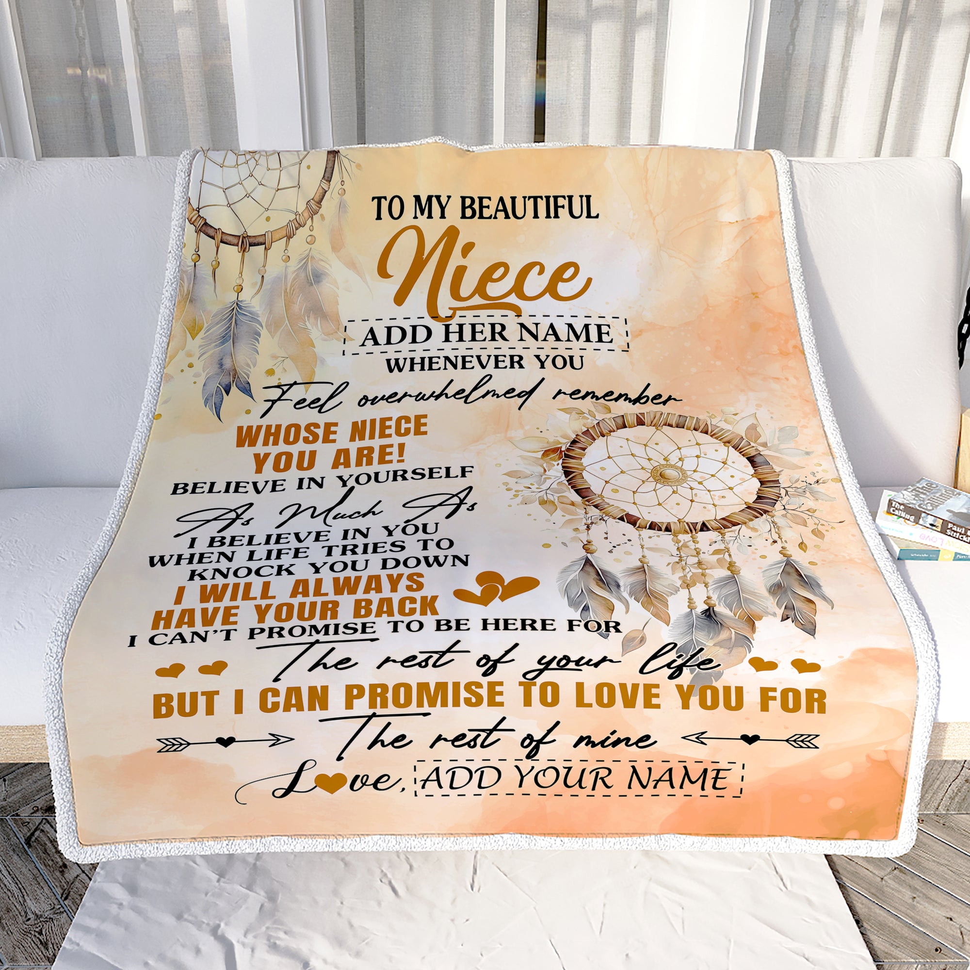 Personalized To My Niece Gifts Blanket From Aunt Uncle Whenever You Feel Dream Catcher Niece Birthday Gifts Graduation Christmas Customized Fleece Blanket | teecentury