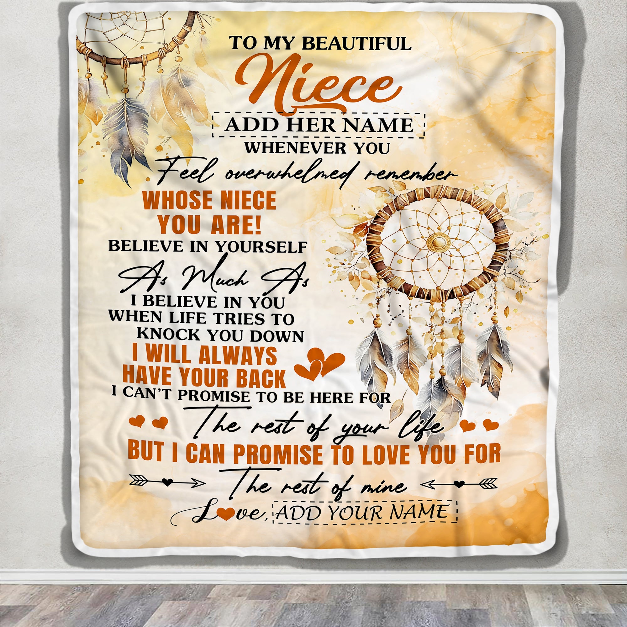 Personalized To My Niece Gifts Blanket From Aunt Uncle Whenever You Feel Dream Catcher Niece Birthday Gifts Graduation Christmas Customized Fleece Blanket | teecentury