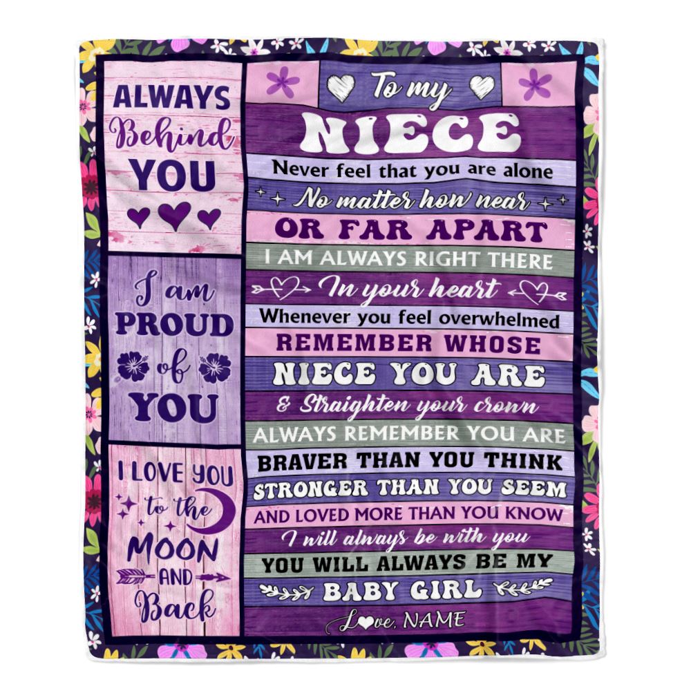 Personalized To My Niece Gifts Blanket From Aunt Uncle Wood Never Feel Alone Niece Gifts Birthday Graduation Christmas Customized Bed Fleece Throw Blanket | teecentury