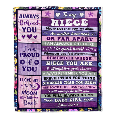 Personalized To My Niece Gifts Blanket From Aunt Uncle Wood Never Feel Alone Niece Gifts Birthday Graduation Christmas Customized Bed Fleece Throw Blanket | teecentury