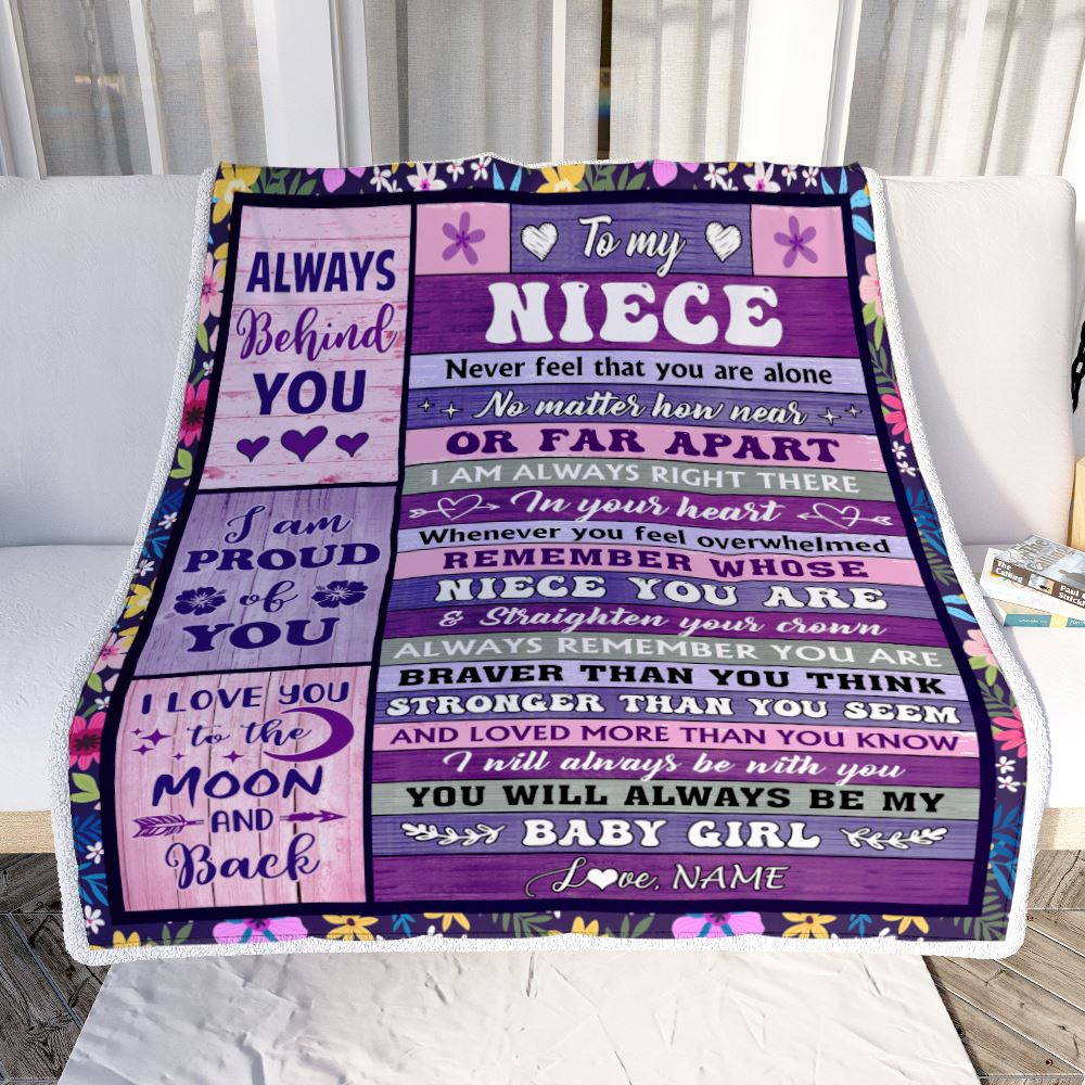 Personalized To My Niece Gifts Blanket From Aunt Uncle Wood Never Feel Alone Niece Gifts Birthday Graduation Christmas Customized Bed Fleece Throw Blanket | teecentury