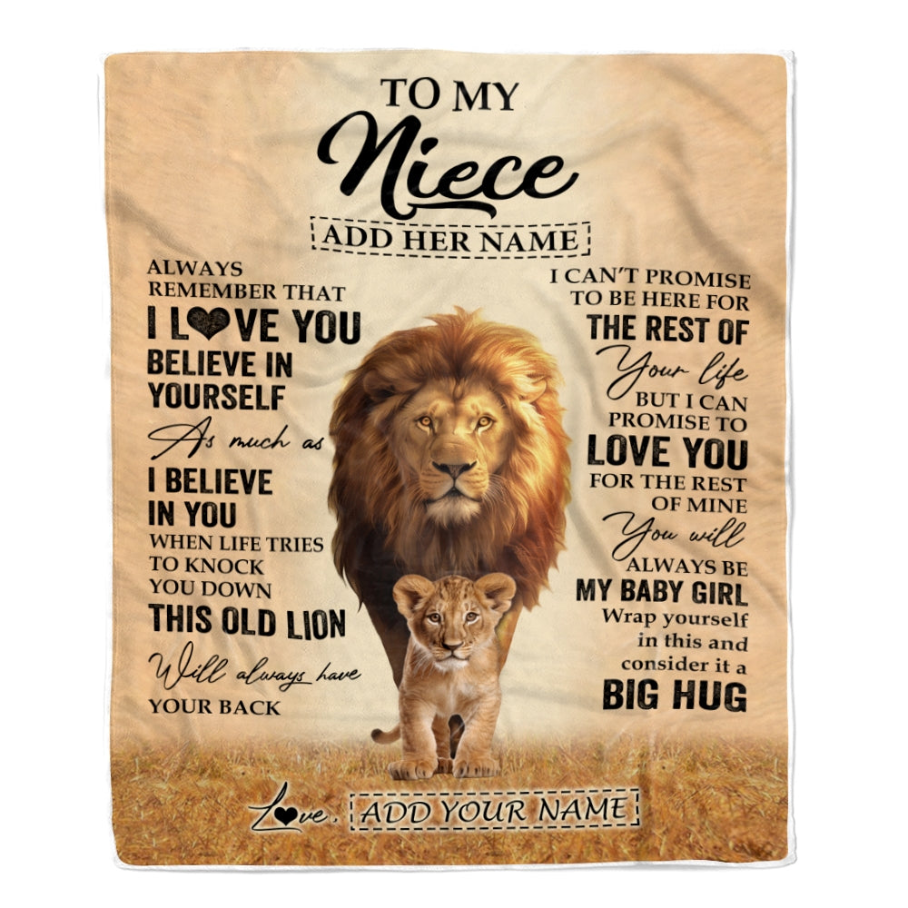 Personalized To My Niece Gifts Blanket From Uncle Always Remember Lion Gifts For Niece Birthday Graduation Christmas Customized Fleece Throw Blanket | teecentury