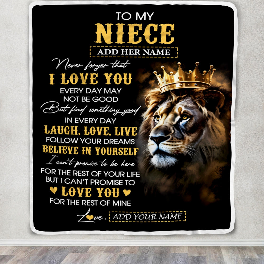 Personalized To My Niece Gifts Blanket From Uncle Aunt Uncle Laugh Love Live Lion Niece Happy Birthday Gifts Graduation Christmas Customized Fleece Blanket | teecentury