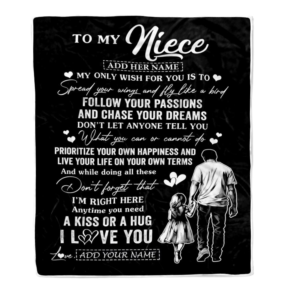 Personalized To My Niece Gifts Blanket From Uncle My Only Wish For You Niece Birthday Gifts Graduation Christmas Customized Fleece Throw Blanket | teecentury