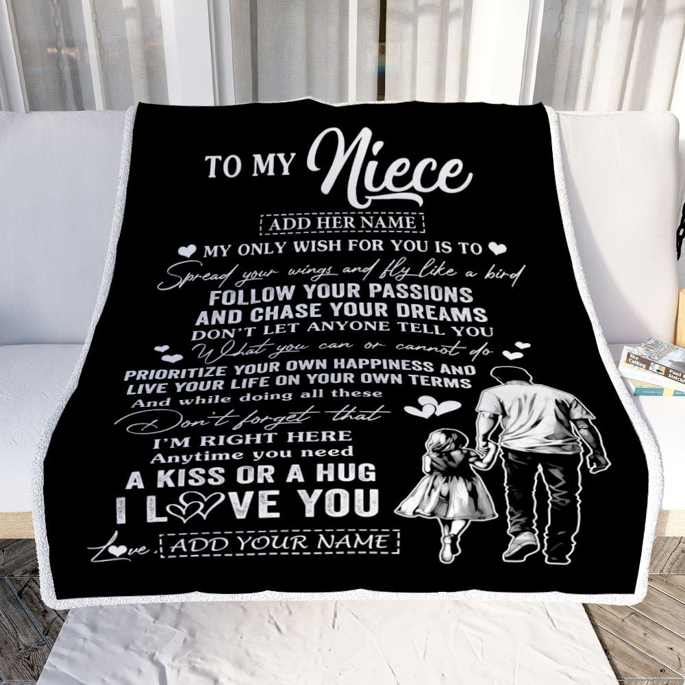 Personalized To My Niece Gifts Blanket From Uncle My Only Wish For You Niece Birthday Gifts Graduation Christmas Customized Fleece Throw Blanket | teecentury