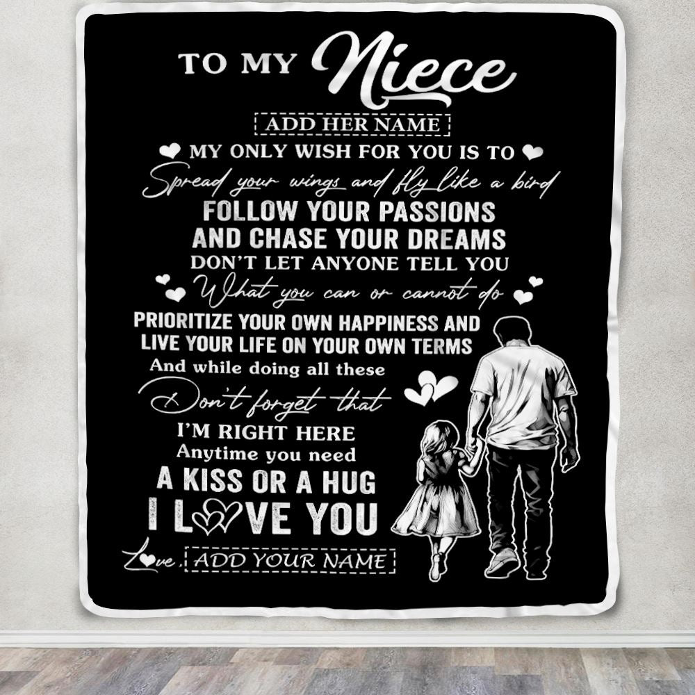 Personalized To My Niece Gifts Blanket From Uncle My Only Wish For You Niece Birthday Gifts Graduation Christmas Customized Fleece Throw Blanket | teecentury