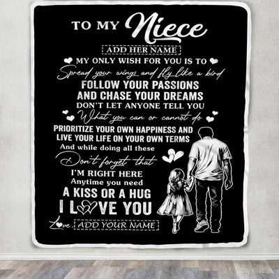 Personalized To My Niece Gifts Blanket From Uncle My Only Wish For You Niece Birthday Gifts Graduation Christmas Customized Fleece Throw Blanket | teecentury