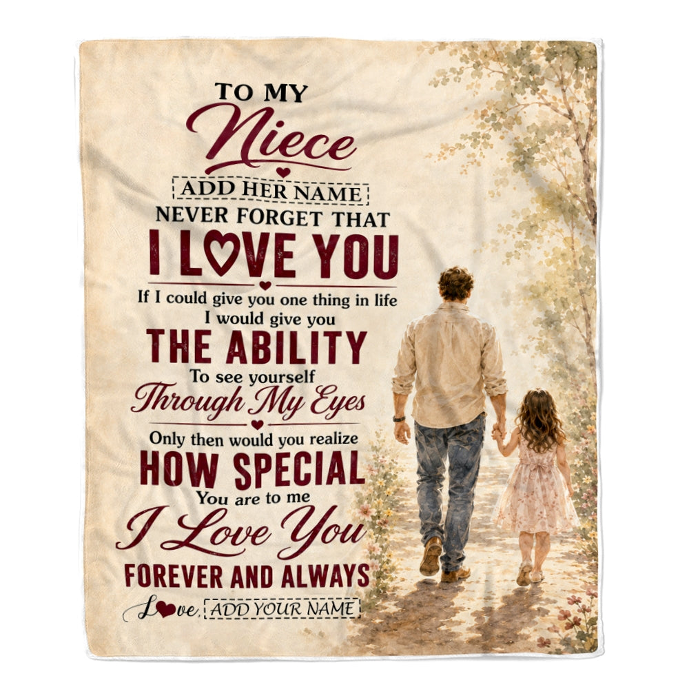 Personalized To My Niece Gifts Blanket From Uncle Niece Holding Hands Letter Birthday Gift Graduation Christmas Customized Bed Fleece Throw Blanket | teecentury