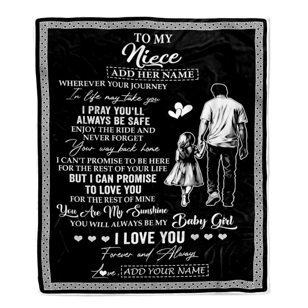 Personalized To My Niece Gifts Blanket From Uncle Wherever Your Journey In Life Uncle Niece Birthday Gifts Christmas Customized Fleece Throw Blanket | teecentury
