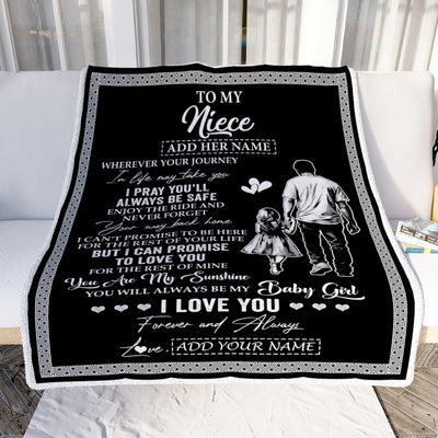 Personalized To My Niece Gifts Blanket From Uncle Wherever Your Journey In Life Uncle Niece Birthday Gifts Christmas Customized Fleece Throw Blanket | teecentury