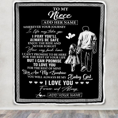 Personalized To My Niece Gifts Blanket From Uncle Wherever Your Journey In Life Uncle Niece Birthday Gifts Christmas Customized Fleece Throw Blanket | teecentury
