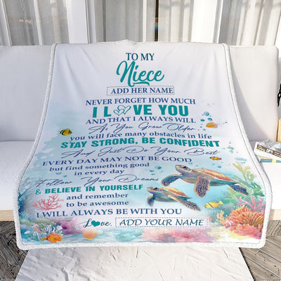 Personalized To My Niece Gifts Blanket Turtle I Love You Forever From Aunt Auntie Uncle Niece Birthday Gifts Christmas Graduation Customized Fleece Blanket | teecentury