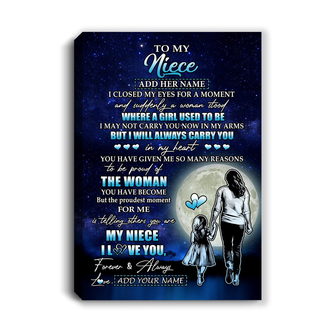 Personalized To My Niece Gifts Canvas From Aunt Auntie I Closed My Eyes For A Moment Niece Birthday Graduation Christmas Custom Wall Art Print Framed Canvas | teecentury