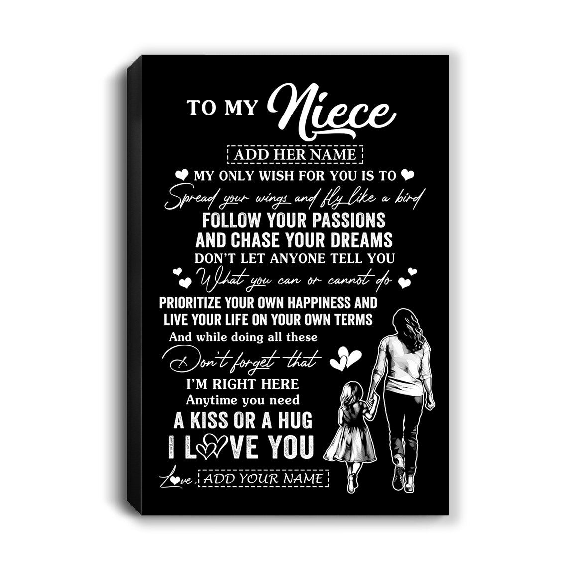 Personalized To My Niece Gifts Canvas From Aunt Auntie My Only Wish For You Niece Birthday Gifts Graduation Christmas Custom Wall Art Print Framed Canvas | teecentury