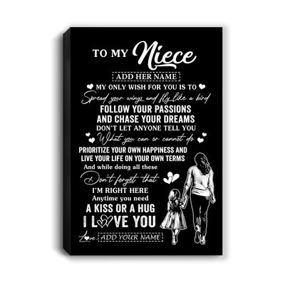 Personalized To My Niece Gifts Canvas From Aunt Auntie My Only Wish For You Niece Birthday Gifts Graduation Christmas Custom Wall Art Print Framed Canvas | teecentury