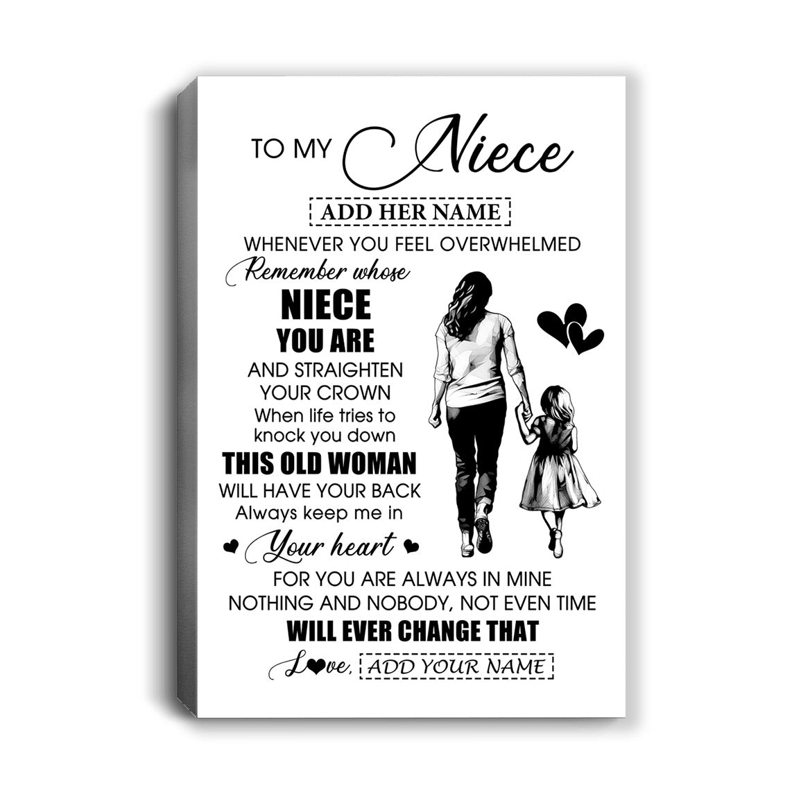 Personalized To My Niece Gifts Canvas From Aunt Auntie Whenever Woman Unique Birthday Gifts For Niece Graduation Christmas Custom Wall Art Print Framed Canvas | teecentury