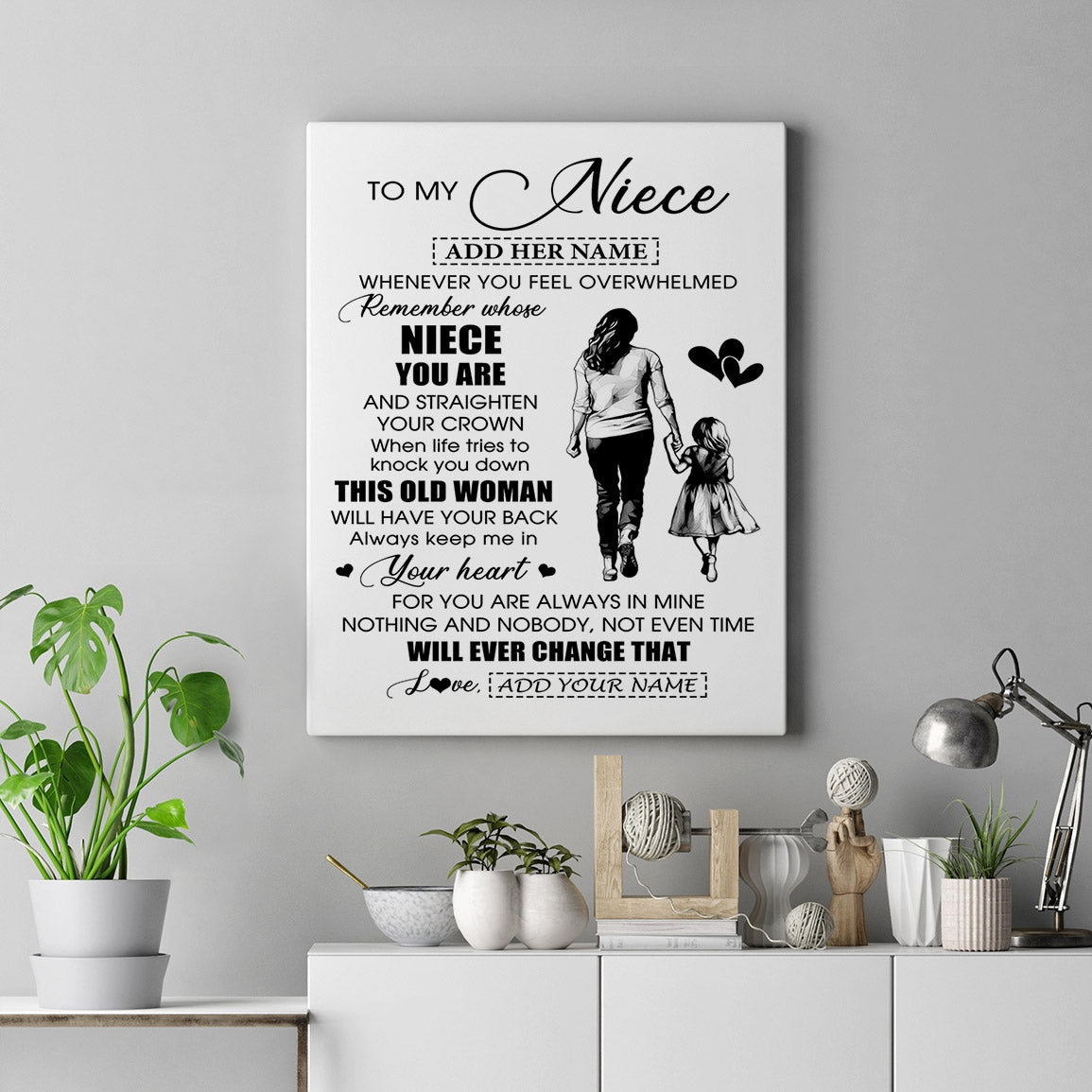 Personalized To My Niece Gifts Canvas From Aunt Auntie Whenever Woman Unique Birthday Gifts For Niece Graduation Christmas Custom Wall Art Print Framed Canvas | teecentury