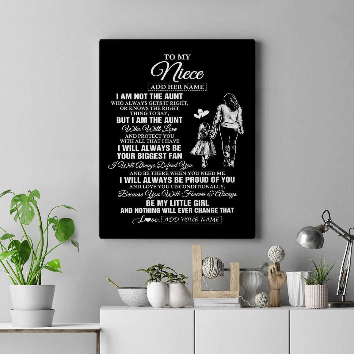 Personalized To My Niece Gifts Canvas From Aunt Biggest Fan Birthday Gifts For Niece From Aunt Auntie Niece Graduation Christmas Custom Wall Art Framed Canvas | teecentury