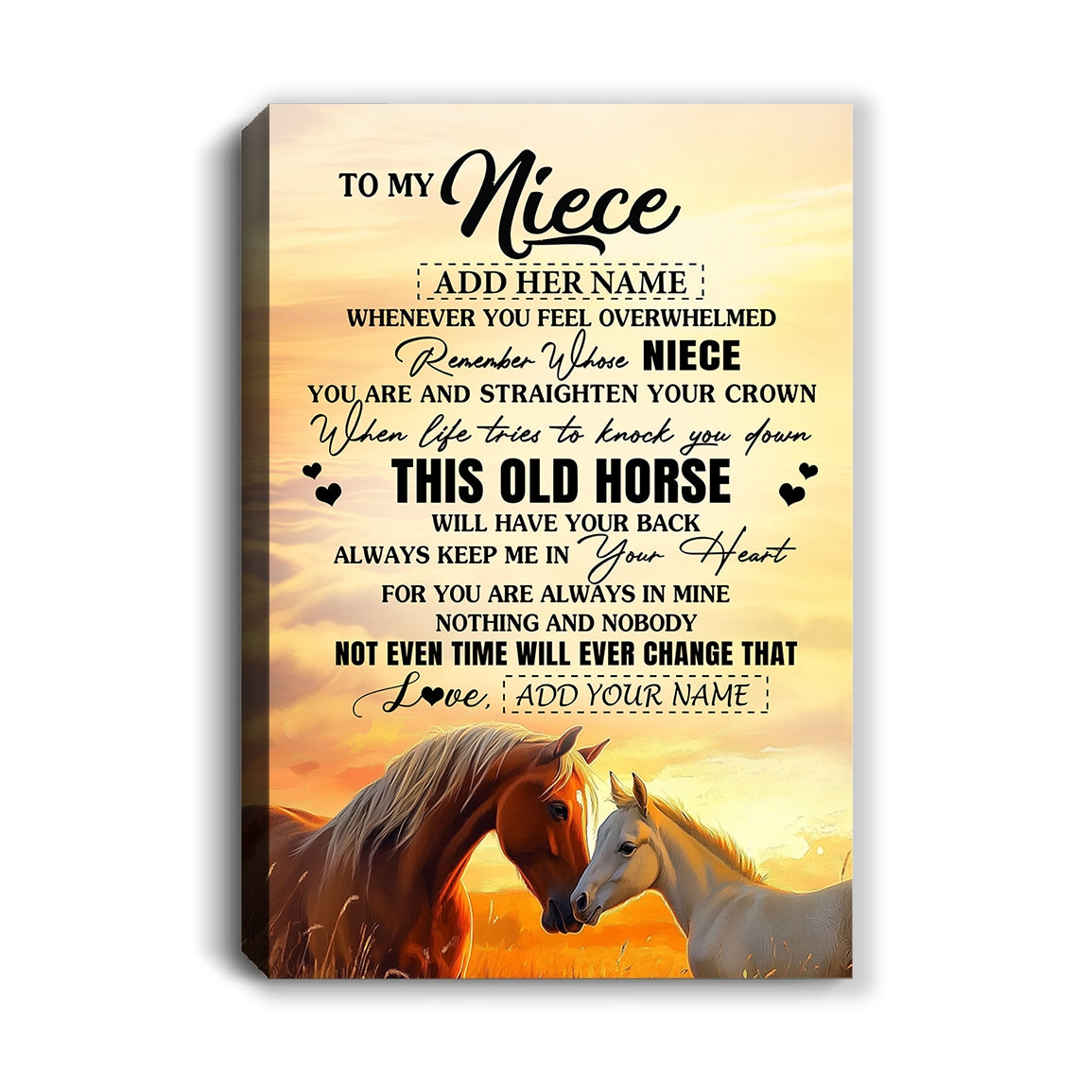 Personalized To My Niece Gifts Canvas From Aunt Uncle Auntie Whenever Horse Unique Birthday Gifts For Niece Graduation Christmas Custom Wall Art Print Framed Canvas | teecentury