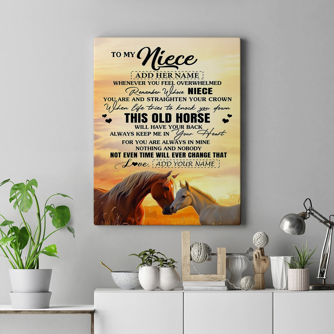 Personalized To My Niece Gifts Canvas From Aunt Uncle Auntie Whenever Horse Unique Birthday Gifts For Niece Graduation Christmas Custom Wall Art Print Framed Canvas | teecentury