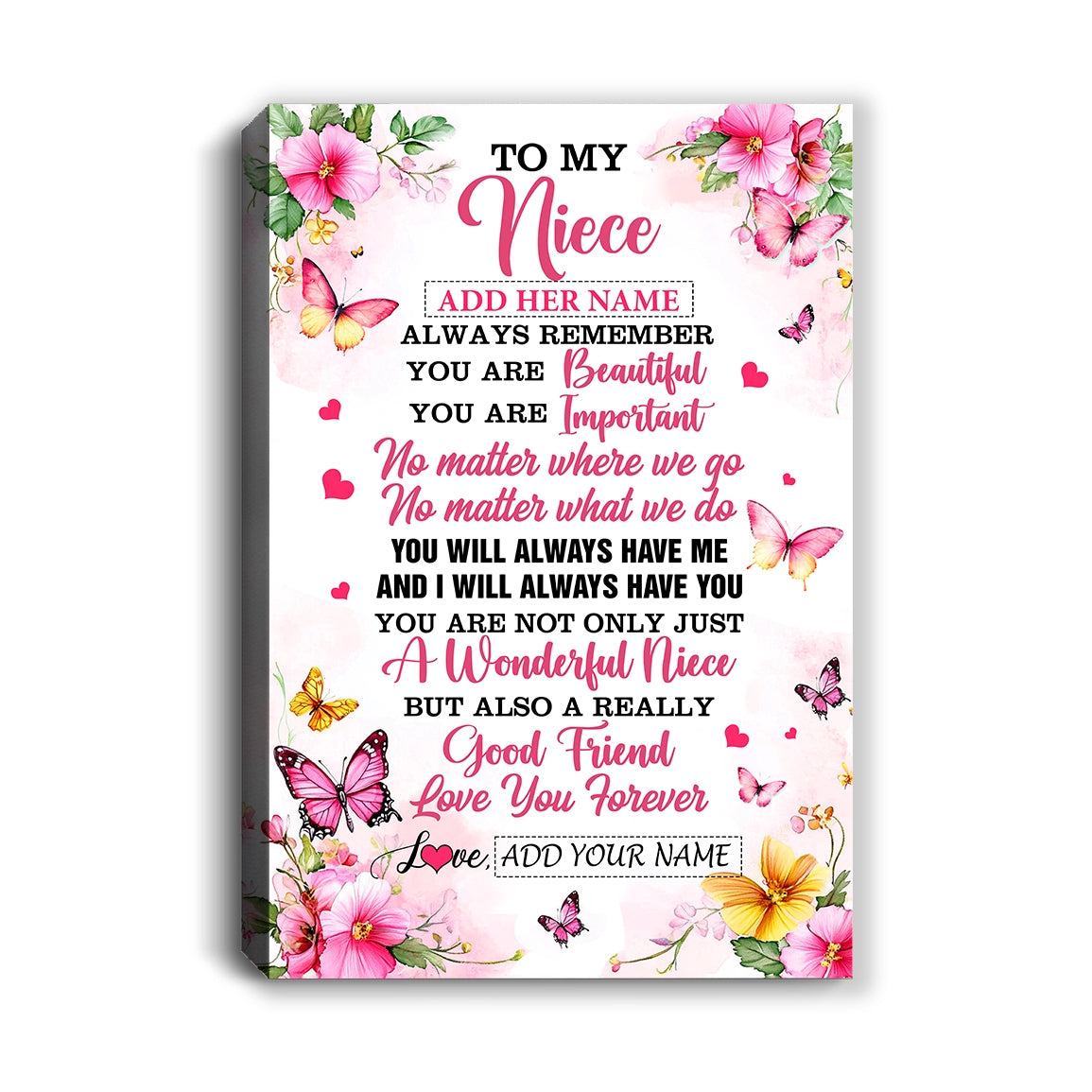 Personalized To My Niece Gifts Canvas From Aunt Uncle Auntie You Are Beautiful Birthday Gifts For Niece Graduation Christmas Custom Wall Art Framed Canvas | teecentury