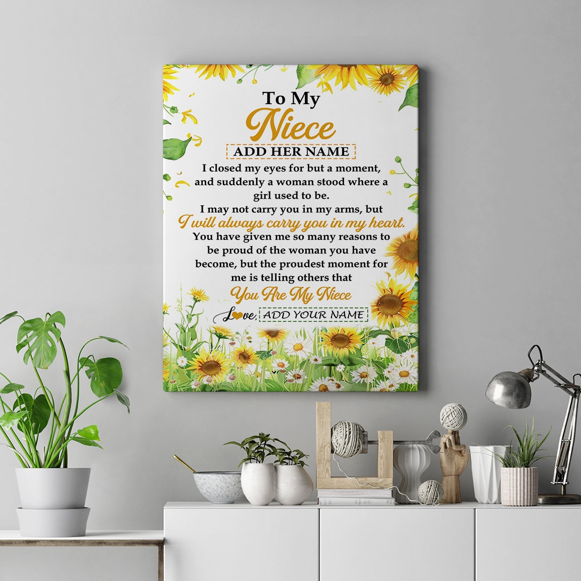 Personalized To My Niece Gifts Canvas From Aunt Uncle I Closed My Eyes Sunflower Best Niece Birthday Gifts Graduation Christmas Custom Custom Art Print Framed Canvas | teecentury