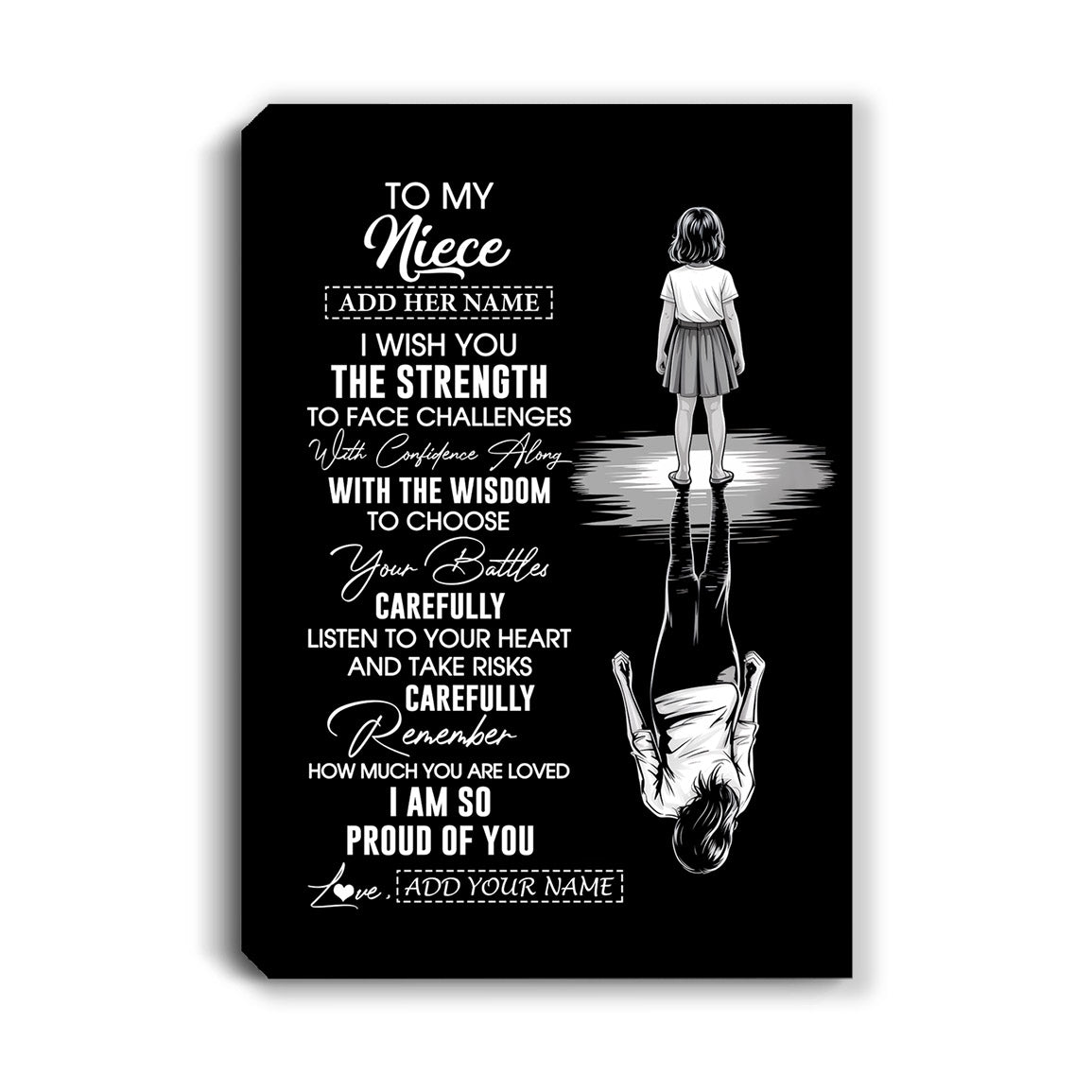 Personalized To My Niece Gifts Canvas From Aunt Uncle I Wish You The Strength Aunt Niece Birthday Gifts Christmas Graduation Custom Wall Art Framed Canvas | teecentury
