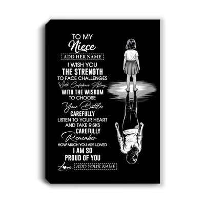 Personalized To My Niece Gifts Canvas From Aunt Uncle I Wish You The Strength Aunt Niece Birthday Gifts Christmas Graduation Custom Wall Art Framed Canvas | teecentury