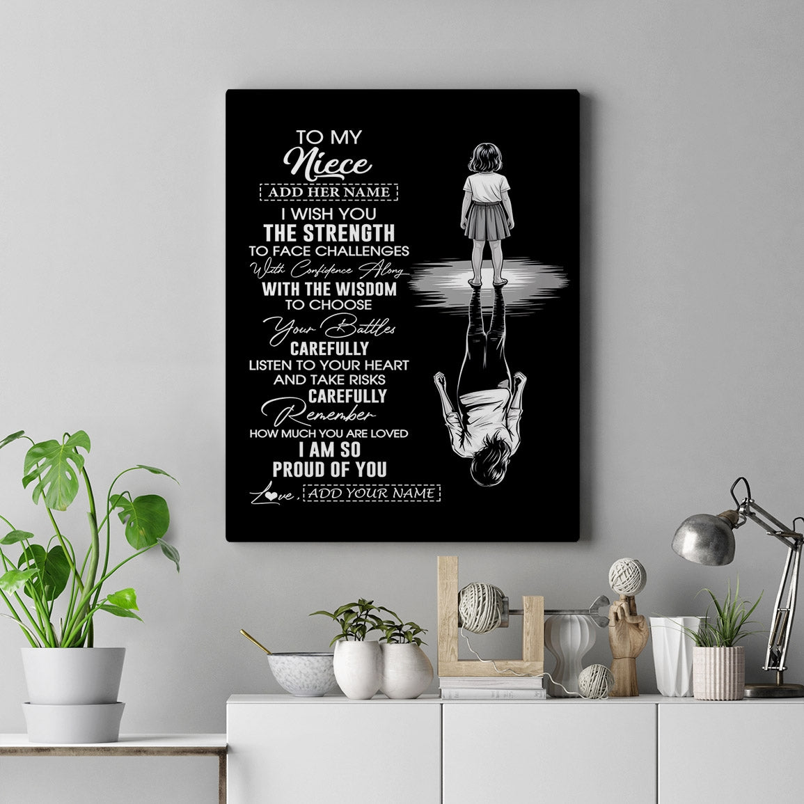 Personalized To My Niece Gifts Canvas From Aunt Uncle I Wish You The Strength Aunt Niece Birthday Gifts Christmas Graduation Custom Wall Art Framed Canvas | teecentury