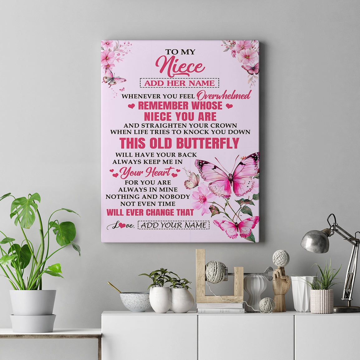 Personalized To My Niece Gifts Canvas From Aunt Uncle Whenever Butterfly Unique Birthday Gifts For Niece Graduation Christmas Custom Wall Art Print Framed Canvas | teecentury