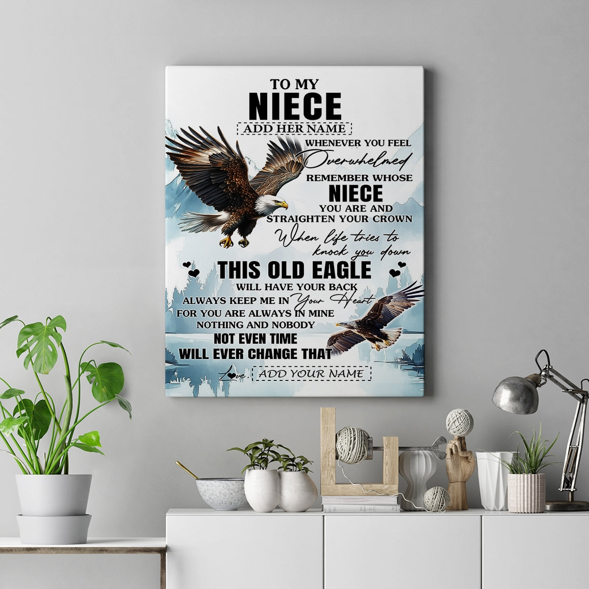 Personalized To My Niece Gifts Canvas From Aunt Uncle Whenever Eagle Unique Birthday Gifts For Niece Graduation Christmas Custom Wall Decor Wall Art Framed Canvas | teecentury