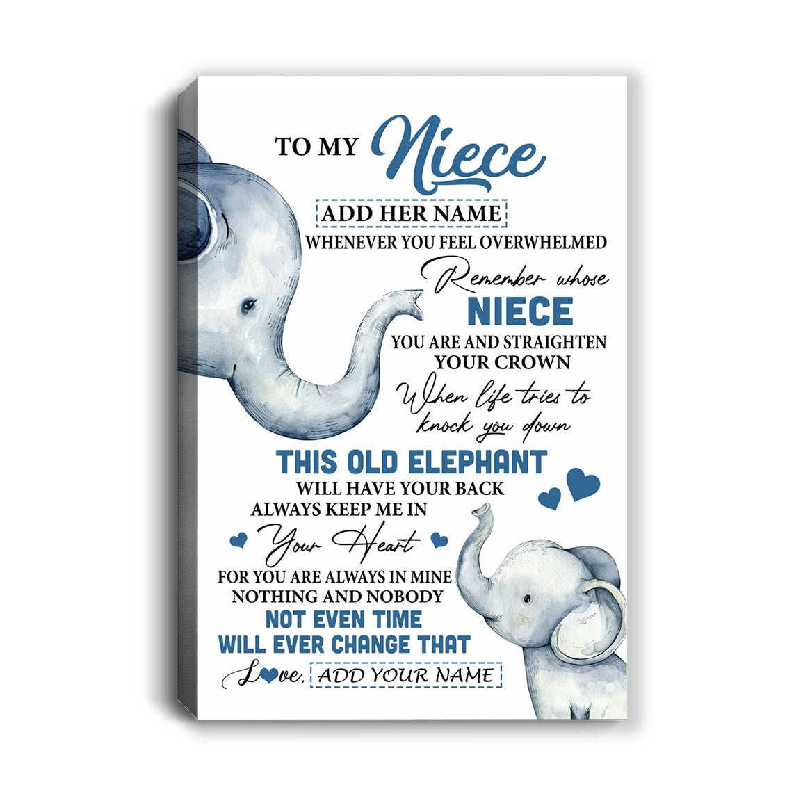 Personalized To My Niece Gifts Canvas From Aunt Uncle Whenever Elephant Unique Birthday Gifts For Niece Graduation Christmas Custom Custom Art Print Framed Canvas | teecentury