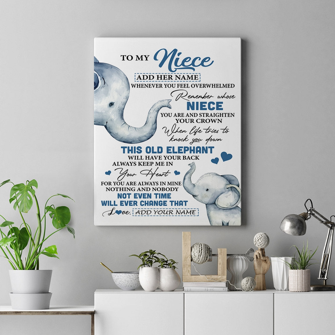 Personalized To My Niece Gifts Canvas From Aunt Uncle Whenever Elephant Unique Birthday Gifts For Niece Graduation Christmas Custom Custom Art Print Framed Canvas | teecentury