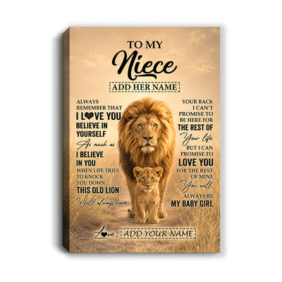 Personalized To My Niece Gifts Canvas From Uncle Always Remember Lion Gifts For Niece Birthday Graduation Christmas Custom Wall Art Framed Canvas | teecentury