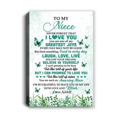 Personalized To My Niece Gifts Canvas From Uncle Aunt Auntie Butterfly Laugh Love Live Birthday Motivational Quote Christmas Custom Wall Art Print Framed Canvas | teecentury