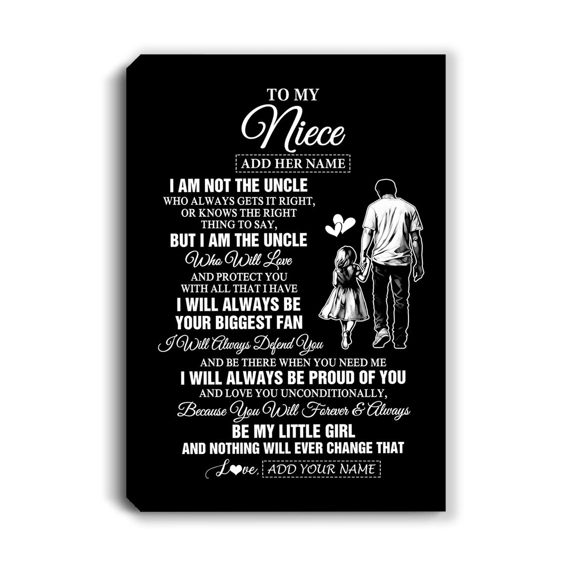Personalized To My Niece Gifts Canvas From Uncle Biggest Fan Birthday Gifts For Niece From Uncle Niece Graduation Christmas Custom Wall Art Framed Canvas | teecentury