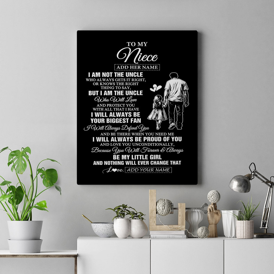 Personalized To My Niece Gifts Canvas From Uncle Biggest Fan Birthday Gifts For Niece From Uncle Niece Graduation Christmas Custom Wall Art Framed Canvas | teecentury