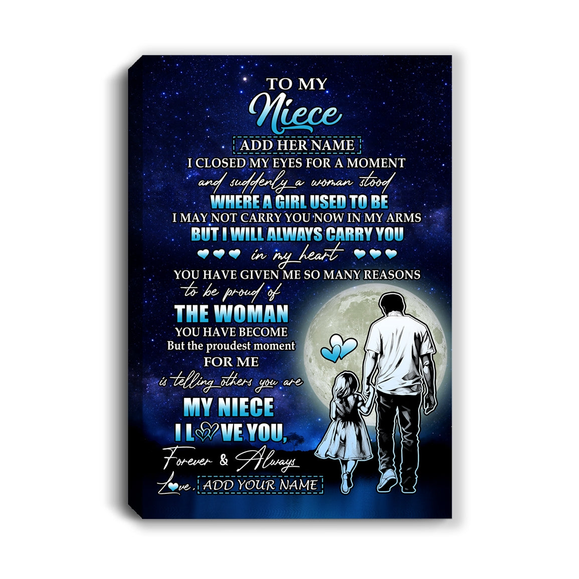 Personalized To My Niece Gifts Canvas From Uncle I Closed My Eyes For A Moment Niece Birthday Graduation Christmas Custom Wall Art Print Framed Canvas | teecentury