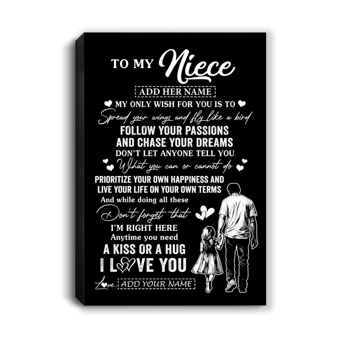 Personalized To My Niece Gifts Canvas From Uncle My Only Wish For You Niece Birthday Gifts Graduation Christmas Custom Wall Art Print Framed Canvas | teecentury