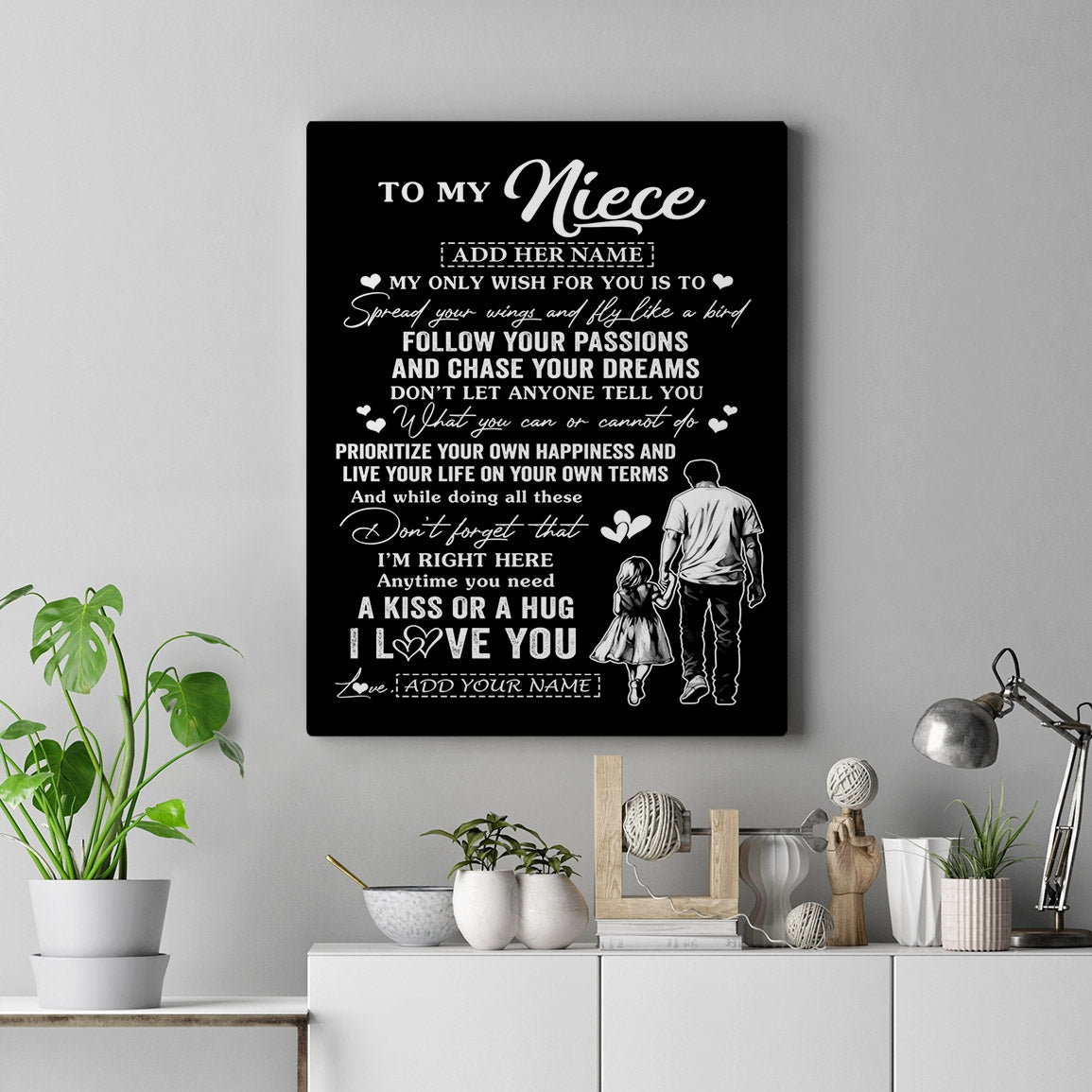 Personalized To My Niece Gifts Canvas From Uncle My Only Wish For You Niece Birthday Gifts Graduation Christmas Custom Wall Art Print Framed Canvas | teecentury