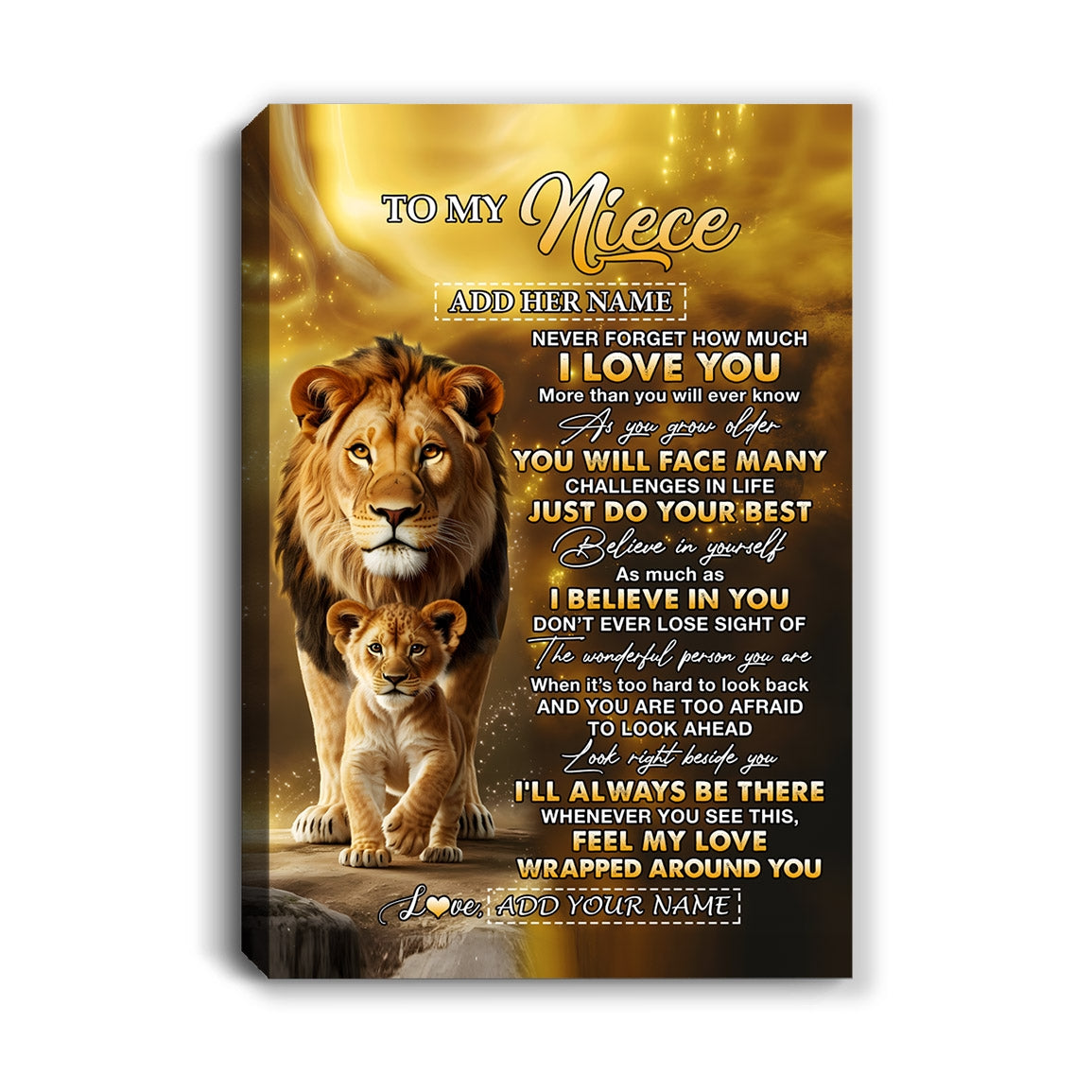 Personalized To My Niece Gifts Canvas From Uncle Never Forget How Much I Love You Lion Niece Birthday Gifts Graduation Christmas Custom Wall Art Framed Canvas | teecentury