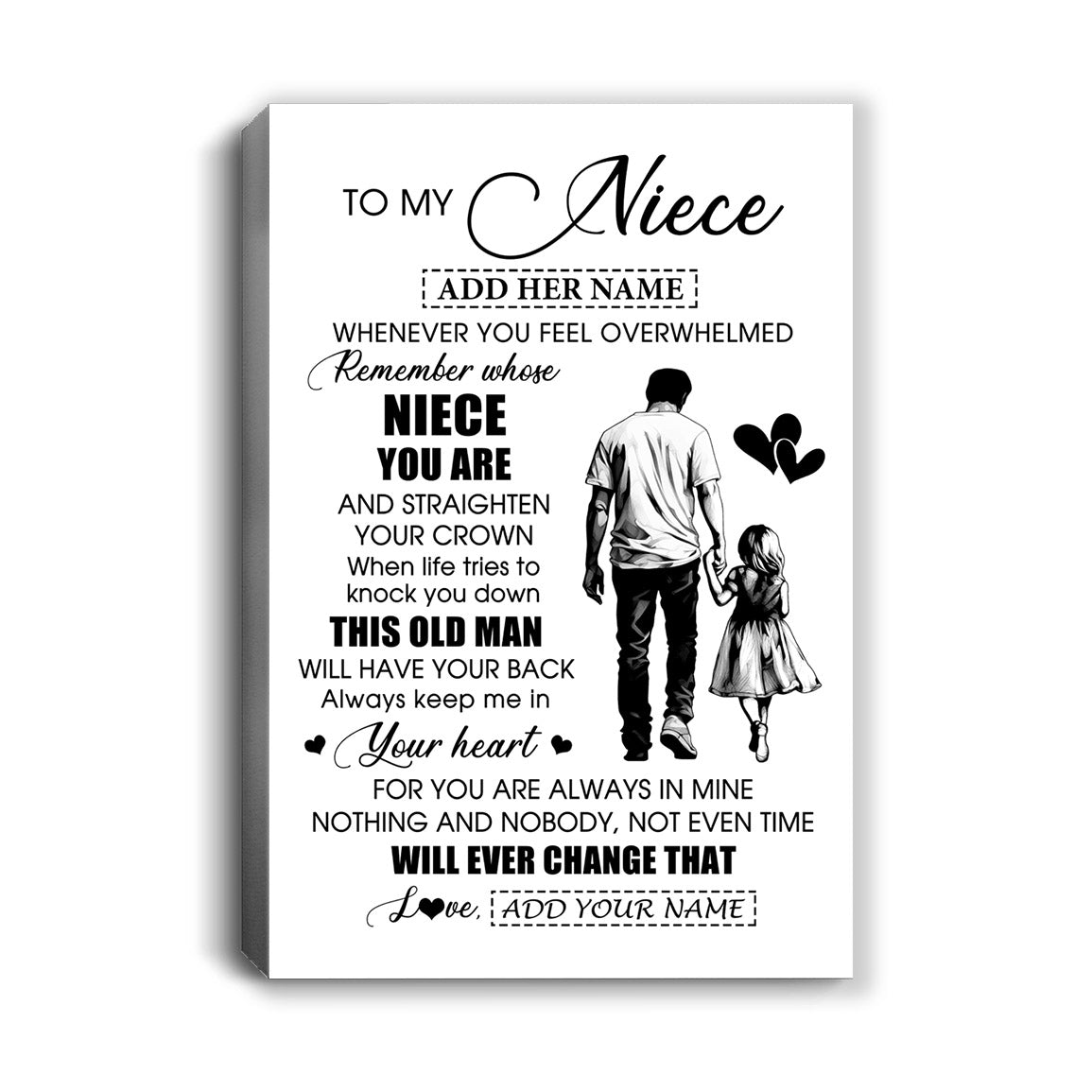 Personalized To My Niece Gifts Canvas From Uncle Whenever Man Unique Birthday Gifts For Niece Graduation Christmas Custom Wall Art Print Framed Canvas | teecentury