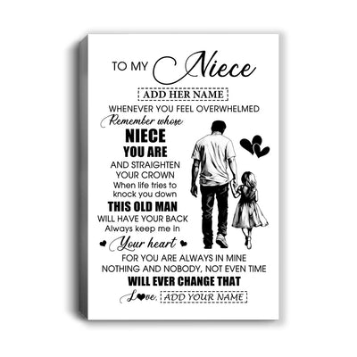 Personalized To My Niece Gifts Canvas From Uncle Whenever Man Unique Birthday Gifts For Niece Graduation Christmas Custom Wall Art Print Framed Canvas | teecentury