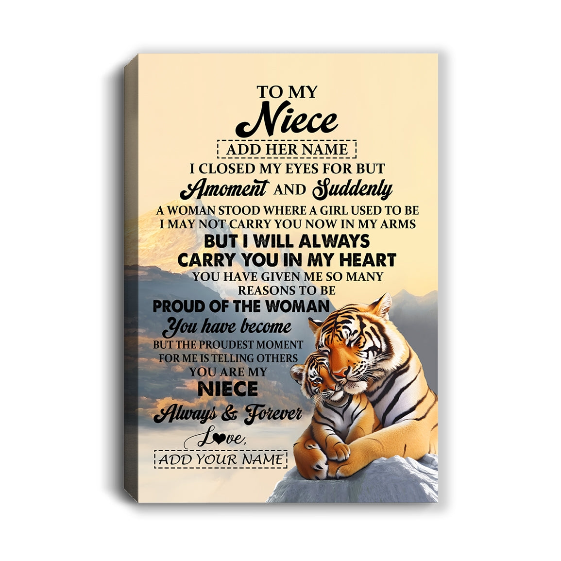 Personalized To My Niece Gifts Canvas Tiger From Aunt Uncle Auntie You Are My Niece Birthday Gifts Graduation Christmas Custom Wall Art Framed Canvas Shirt & Hoodie | teecentury