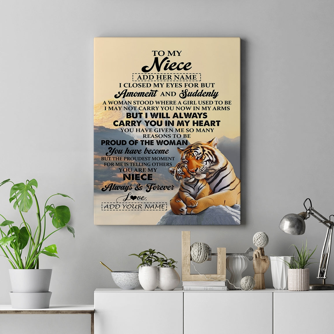 Personalized To My Niece Gifts Canvas Tiger From Aunt Uncle Auntie You Are My Niece Birthday Gifts Graduation Christmas Custom Wall Art Framed Canvas Shirt & Hoodie | teecentury