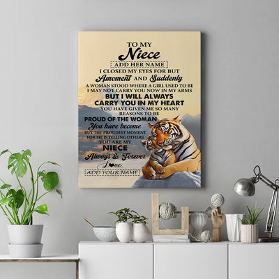 Personalized To My Niece Gifts Canvas Tiger From Aunt Uncle Auntie You Are My Niece Birthday Gifts Graduation Christmas Custom Wall Art Framed Canvas Shirt & Hoodie | teecentury