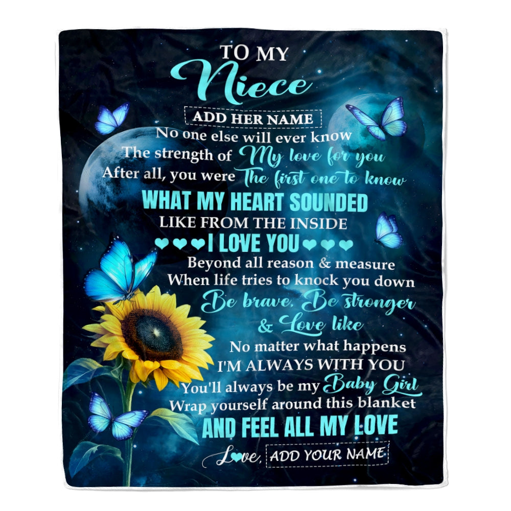 Personalized To My Niece Gifts From Aunt Auntie Blanket Bufterfly Sunflower My Love For You Niece Birthday Gift Graduation Christmas Custom Fleece Blanket | teecentury